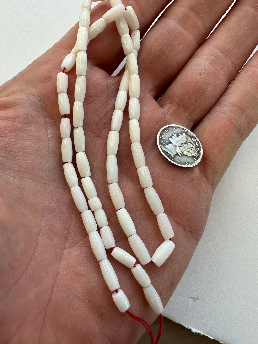 Natural White Coral Bead Strand