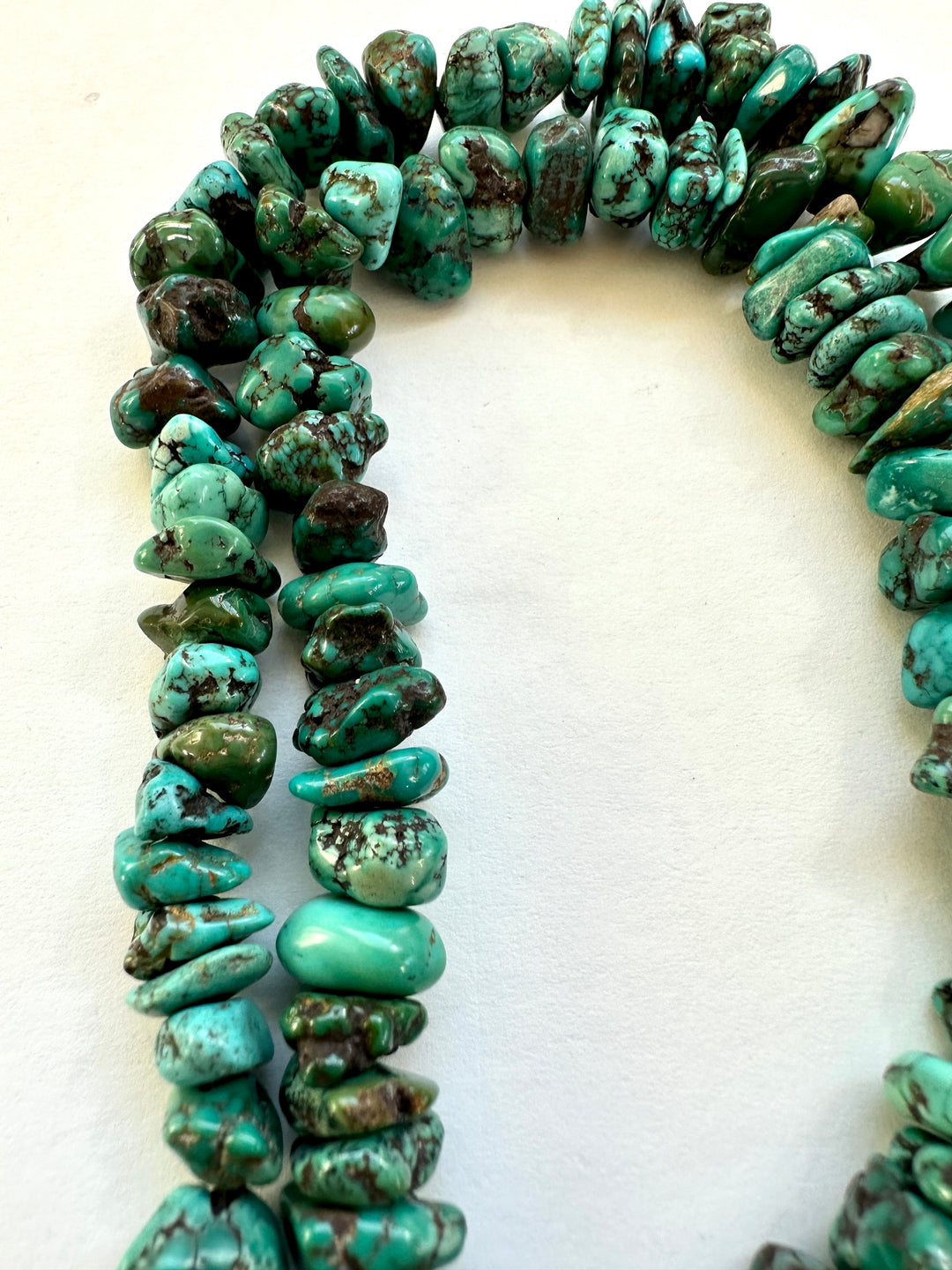 Natural Cloud Mountain Turquoise Nugget Bead Strand