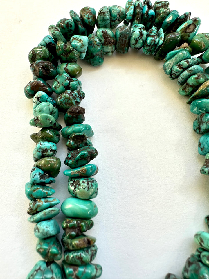 Natural Cloud Mountain Turquoise Nugget Bead Strand
