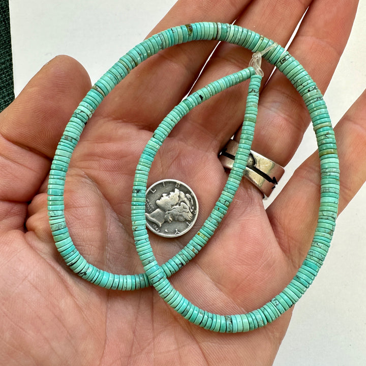Natural Turquoise Bead Strand Refined Heishi