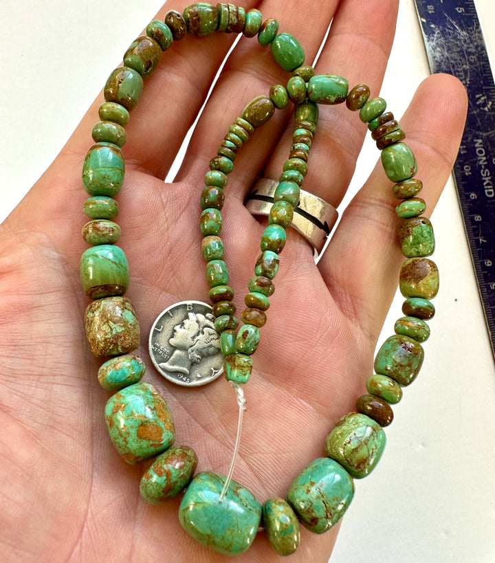 Natural Fox Turquoise Bead Strand Hand Rolled