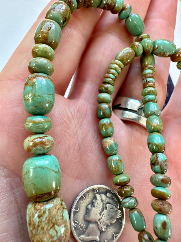 Natural Fox Turquoise Bead Strand Hand Rolled
