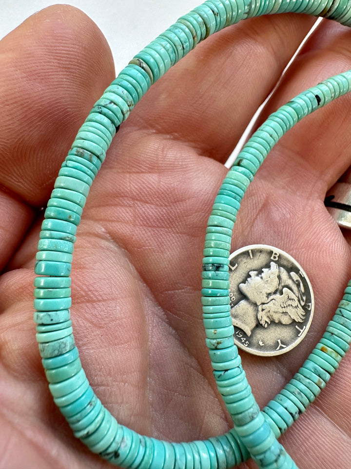 Natural Turquoise Bead Strand Refined Heishi