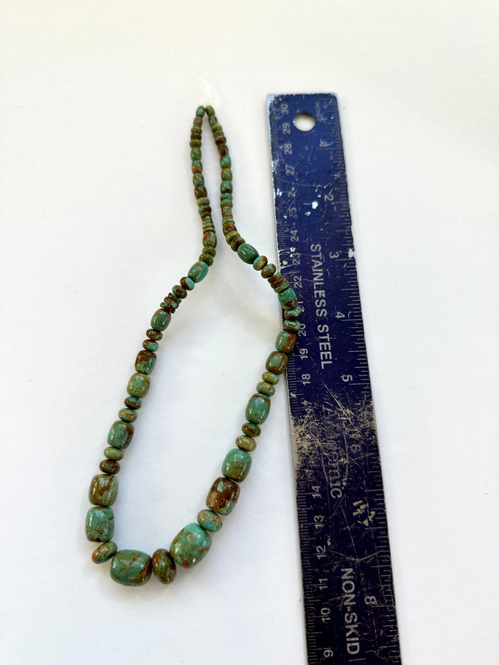 Natural Fox Turquoise Bead Strand Hand Rolled