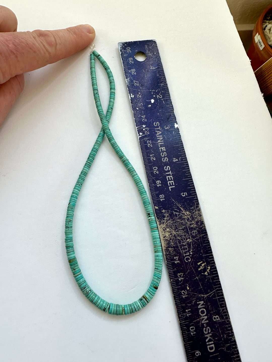 Natural Turquoise Bead Strand Refined Heishi