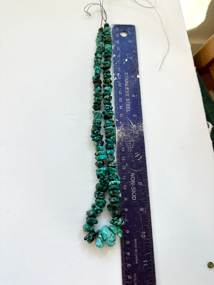 Natural Cloud Mountain Turquoise Nugget Bead Strand