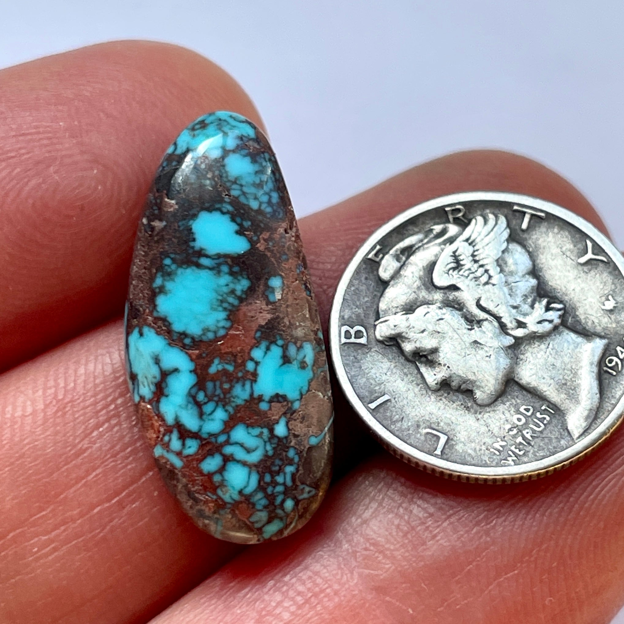 Natural Gem Bisbee Turquoise Cabハンドメイド